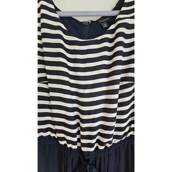 Talbots Navy Blue White Sleeveless Wide Leg Jumpsuit Women’s Size 4 - Picture 2 of 7